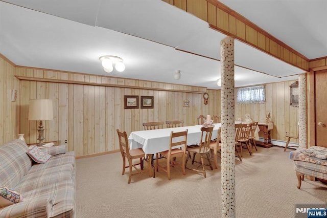 13 Wonham St, Clifton, NJ 07013 - dining area featuring carpet, wooden walls, and baseboards