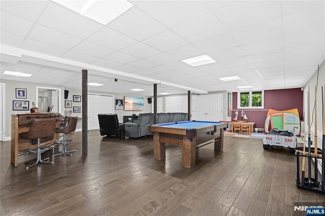 12 Woodland Ct, Wayne, NJ 07470 - recreation room with wood finished floors, billiards table, and a paneled ceiling