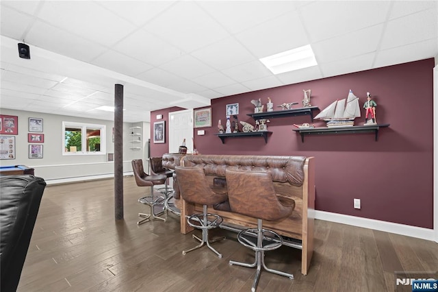 12 Woodland Ct, Wayne, NJ 07470 - indoor dry bar featuring a drop ceiling, baseboards, and wood finished floors