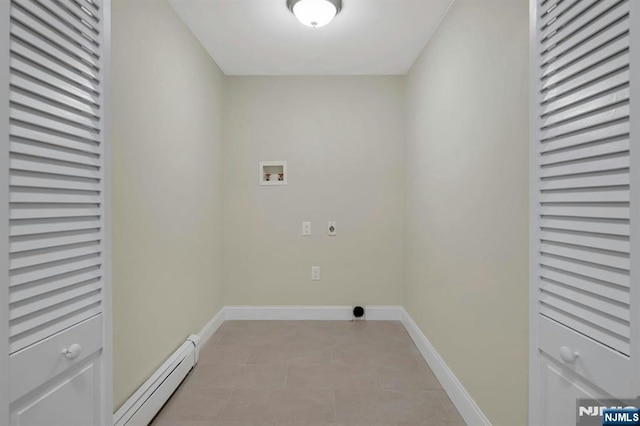 1582 Grnwd Lk, West Milford, NJ 07421 - laundry area with hookup for a washing machine, a baseboard heating unit, electric dryer hookup, and baseboards