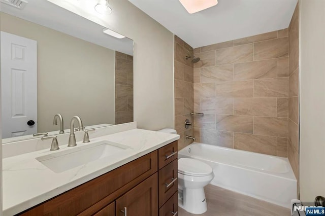 1582 Grnwd Lk, West Milford, NJ 07421 - bathroom with toilet, vanity,  shower combination, and wood finished floors