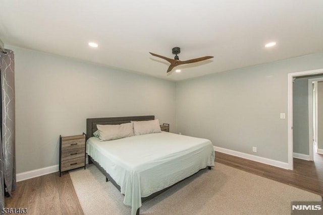 5 Britton St, Netcong Borough, NJ 07857 - bedroom featuring wood finished floors, recessed lighting, baseboards, and a ceiling fan