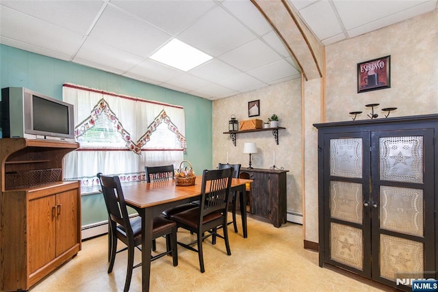 41 Gillies St, Clifton, NJ 07013 - dining space with a drop ceiling, light floors, and baseboard heating