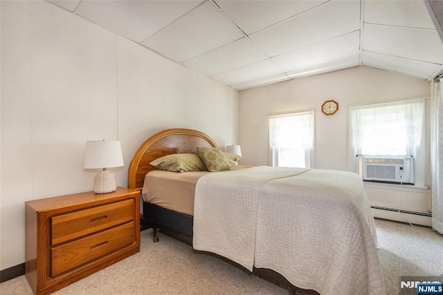 41 Gillies St, Clifton, NJ 07013 - carpeted bedroom with cooling unit, a baseboard radiator, and vaulted ceiling