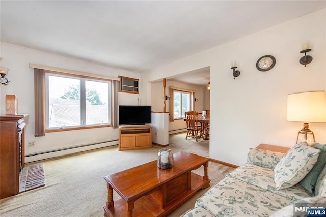 41 Gillies St, Clifton, NJ 07013 - carpeted living area with a baseboard heating unit and baseboards