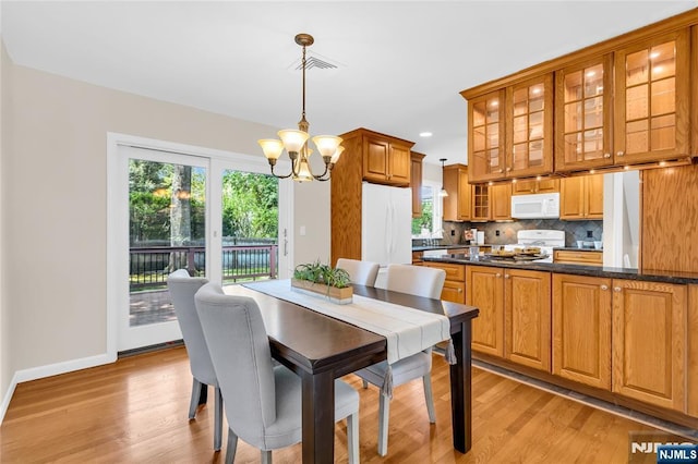 8 Delmar Ave, Cresskill, NJ 07626 - dining area featuring a chandelier, light wood-type flooring, baseboards, and recessed lighting