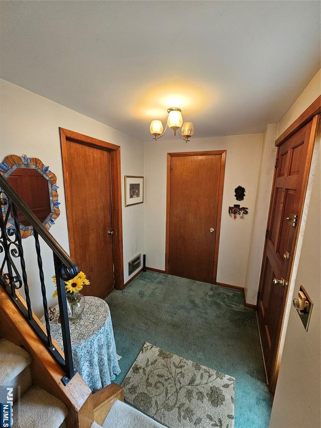 37 Pocohontas Path, Lincoln Park Borough, NJ 07035 - entryway featuring carpet floors, stairs, and baseboards