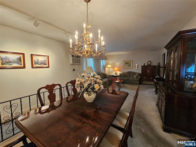 37 Pocohontas Path, Lincoln Park Borough, NJ 07035 - dining area with a chandelier, carpet flooring, and track lighting