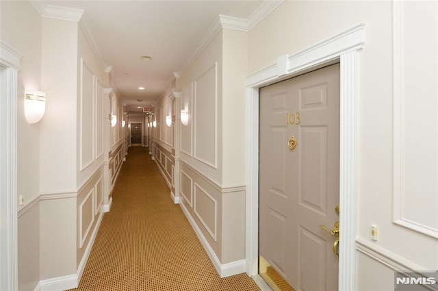 103 Four Seasons Unit 103, Wayne, NJ 07470 - corridor with a decorative wall, recessed lighting, and wainscoting