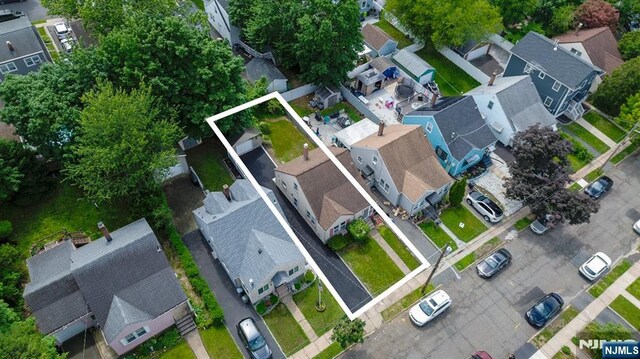82 Elston St, Bloomfield, NJ 07003 - aerial perspective of suburban area with property parcel outlined