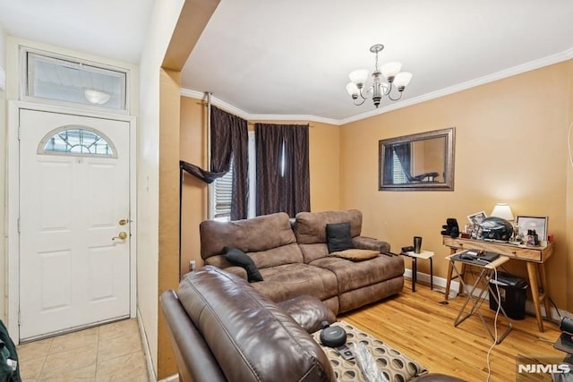 361/2 Hecker St, Newark, NJ 07103 - living room featuring a chandelier and crown molding