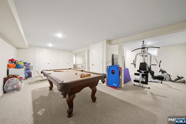 36-15 Garden View Ter, Fair Lawn, NJ 07410 - playroom featuring pool table, recessed lighting, and carpet