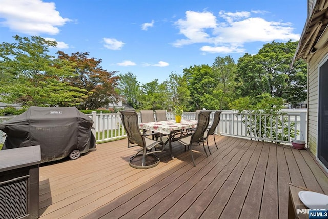 36-15 Garden View Ter, Fair Lawn, NJ 07410 - wooden terrace with outdoor dining space and grilling area
