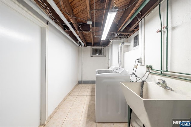 85 Paulin Blvd, Leonia, NJ 07605 - washroom with independent washer and dryer and tile patterned flooring
