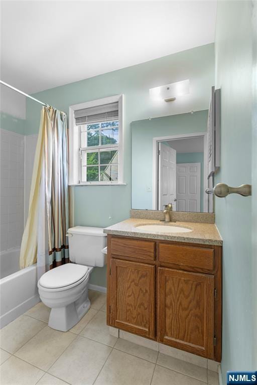 35 Spruce Ct Unit 116, Clifton, NJ 07014 - bathroom with vanity, shower / bath combination with curtain, and tile patterned floors