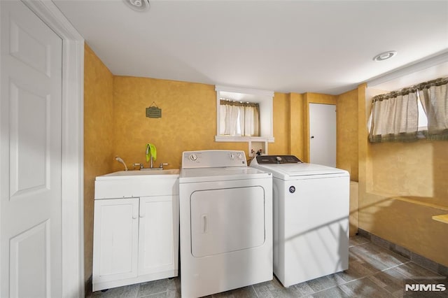 3 Drury Ln, Fort Lee, NJ 07024 - laundry area with washer and dryer, cabinet space, and baseboards