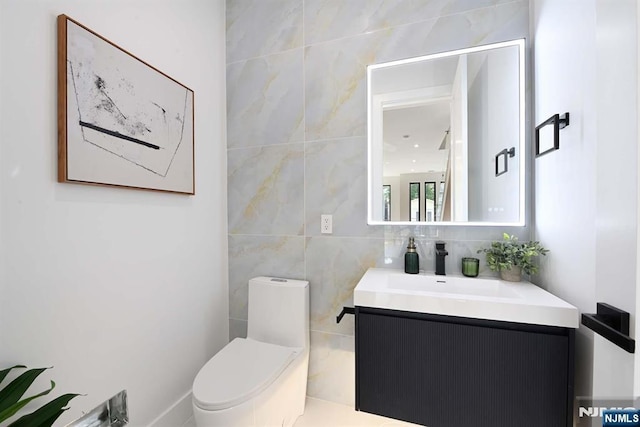262 Webster Ave Unit 2, Jersey City, NJ 07307 - half bath featuring vanity and tile walls
