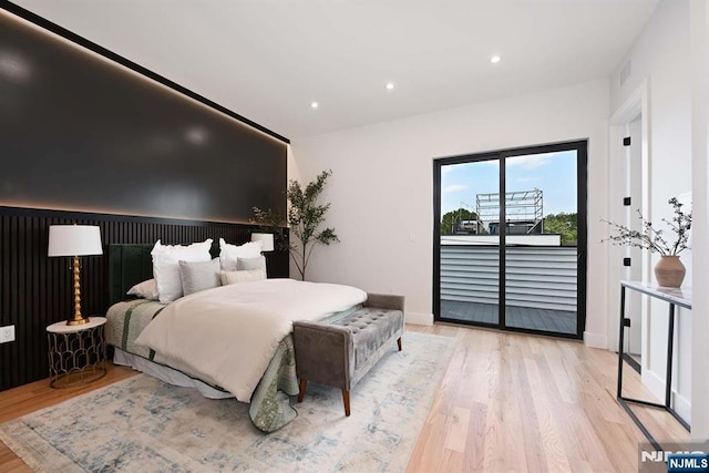 262 Webster Ave Unit 2, Jersey City, NJ 07307 - bedroom with access to exterior, light wood finished floors, and recessed lighting