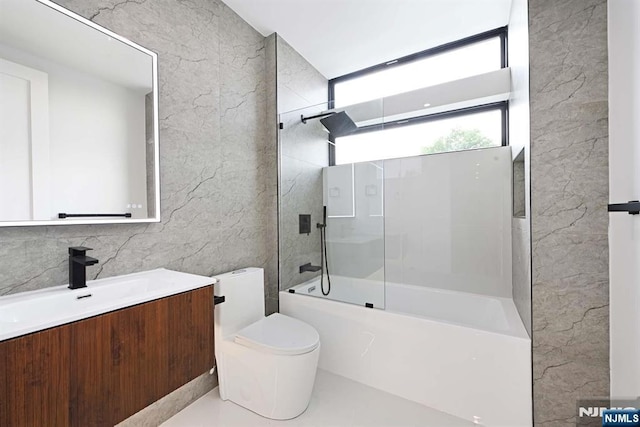 262 Webster Ave Unit 2, Jersey City, NJ 07307 - full bath featuring tile walls, vanity, and shower / washtub combination
