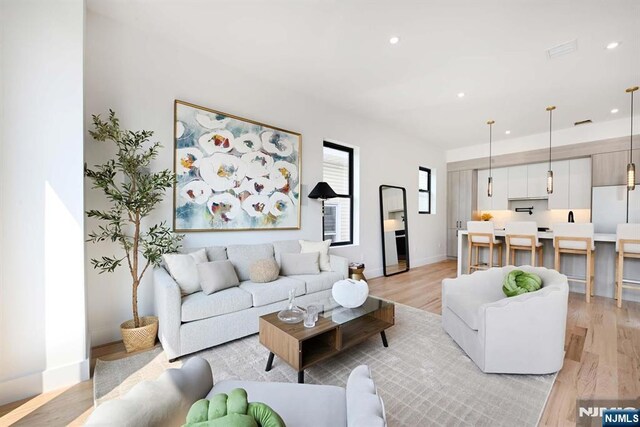 262 Webster Ave Unit 2, Jersey City, NJ 07307 - living area featuring light wood finished floors and recessed lighting