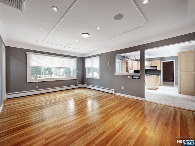 39 Daniels Dr, Clifton, NJ 07013 - unfurnished living room featuring light wood finished floors, baseboards, recessed lighting, and crown molding