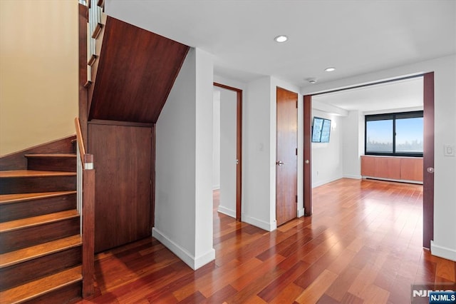 200 Old Palisade Unit Ph4/5, Fort Lee, NJ 07024 - corridor with stairs, wood finished floors, and recessed lighting