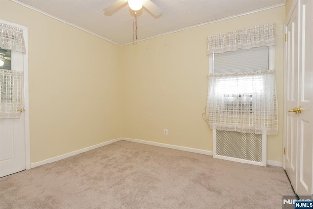 62 Overlook Ave, North Haledon, NJ 07508 - spare room with ornamental molding, carpet, and ceiling fan