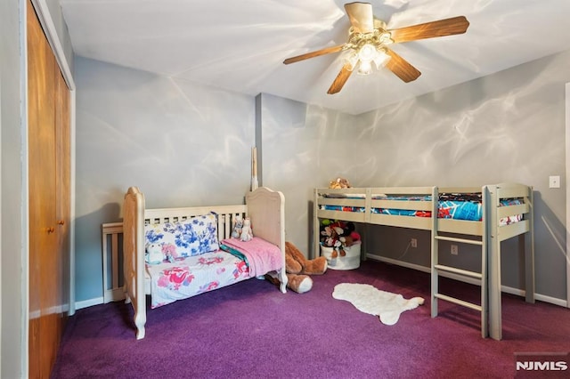 4 Lenape Trl, Wayne, NJ 07470 - carpeted bedroom featuring a ceiling fan, baseboards, and a closet