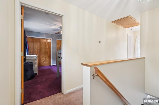 4 Lenape Trl, Wayne, NJ 07470 - hallway featuring carpet floors, an upstairs landing, and baseboards