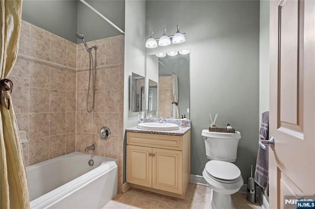 7400 River Rd Unit 120, North Bergen, NJ 07047 - bathroom with shower / bath combination with curtain, vanity, and tile patterned flooring