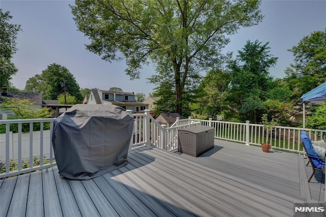 21 Bartholdi Ave, Wanaque, NJ 07420 - wooden terrace with area for grilling
