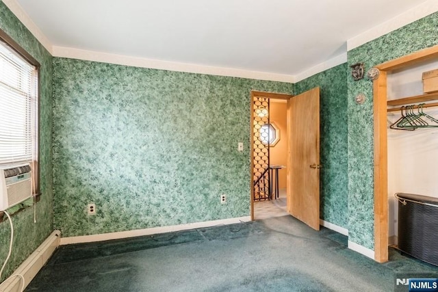 149 Springfield Ave, Rutherford, NJ 07070 - empty room featuring wallpapered walls, carpet, and baseboard heating