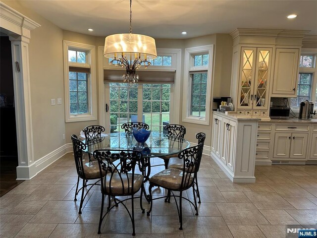 591 Warwick Ave, Teaneck, NJ 07666 - dining space featuring recessed lighting and a chandelier