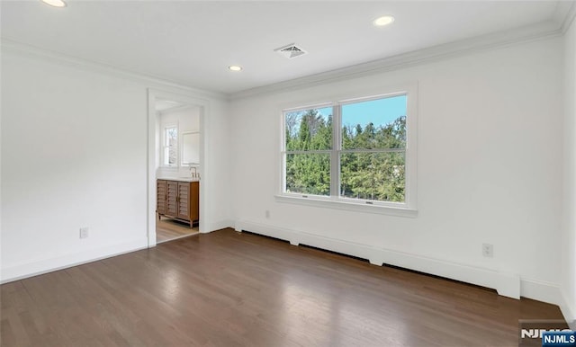 333 Mill Rd, Saddle River, NJ 07458 - unfurnished room with crown molding, recessed lighting, and wood finished floors