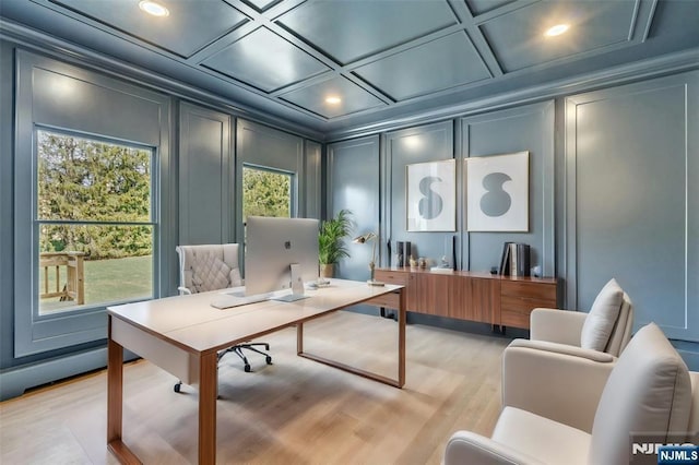 333 Mill Rd, Saddle River, NJ 07458 - office with a decorative wall, recessed lighting, and light wood finished floors