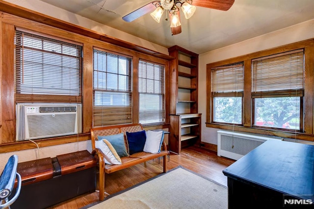 123 Buena Vista Ave, Hawthorne, NJ 07506 - office space with radiator heating unit, wood finished floors, and a ceiling fan