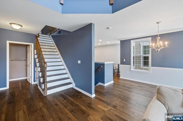 73 Autumn Way Unit 24, Montvale, NJ 07645 - stairway featuring wood finished floors, a chandelier, and recessed lighting