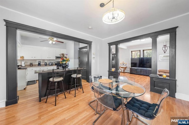 178-180 17th Ave, Paterson, NJ 07504 - dining room with light wood-style flooring and a ceiling fan