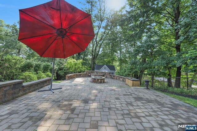 178 Arthur St, Hillsdale, NJ 07642 - view of patio with an outdoor fire pit