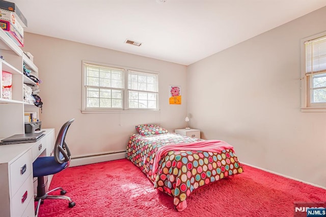 24 Eton Ct, Wayne, NJ 07470 - bedroom featuring baseboard heating, carpet floors, and a desk
