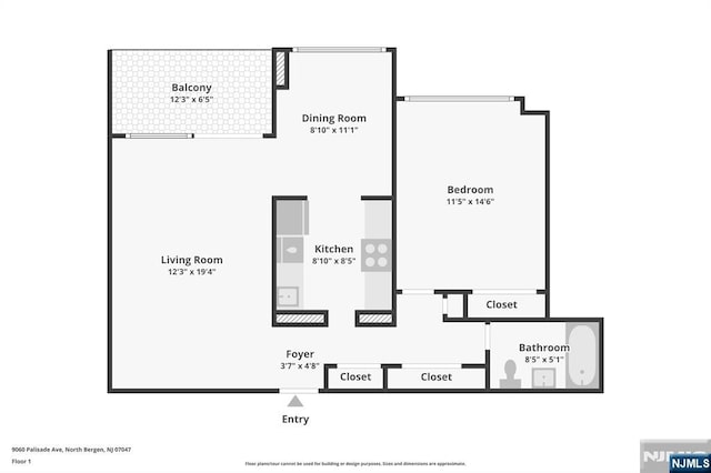 9060 Palisade Ave Unit 511, North Bergen, NJ 07047 - view of room layout