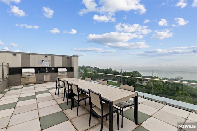 320 Adolphus Ave Unit 604, Cliffside Park, NJ 07010 - view of patio / terrace with an outdoor kitchen, outdoor dining area, and a water view