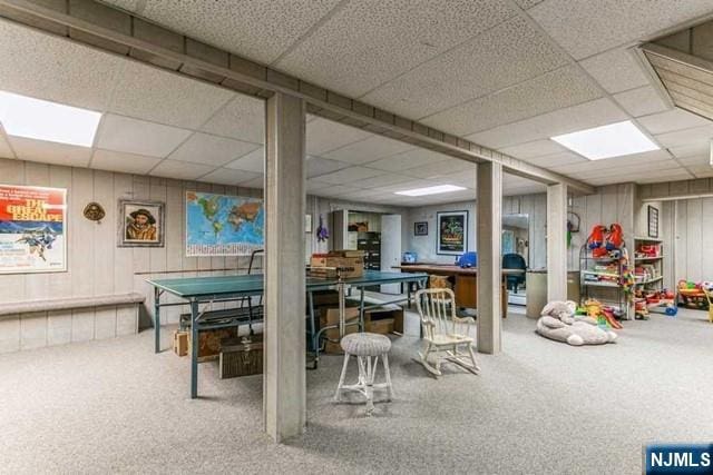74 O Shaughnessy Ln, Closter, NJ 07624 - playroom with a paneled ceiling, carpet, and an office area