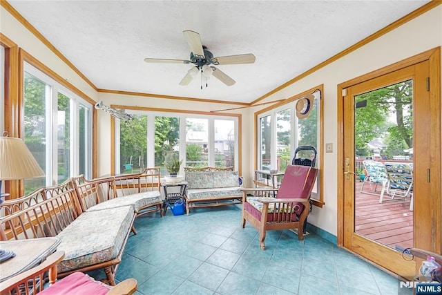 28 Urma Pl, Bloomfield, NJ 07003 - sunroom with ornamental molding, healthy amount of natural light, tile patterned flooring, and a textured ceiling