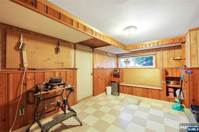 28 Urma Pl, Bloomfield, NJ 07003 - misc room with light flooring and wooden walls