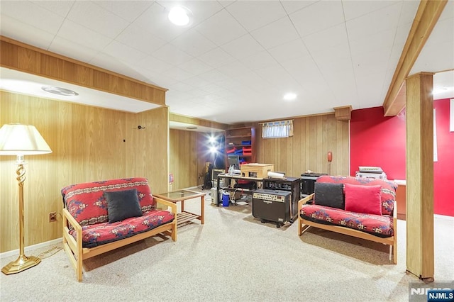 28 Urma Pl, Bloomfield, NJ 07003 - sitting room with carpet and wooden walls