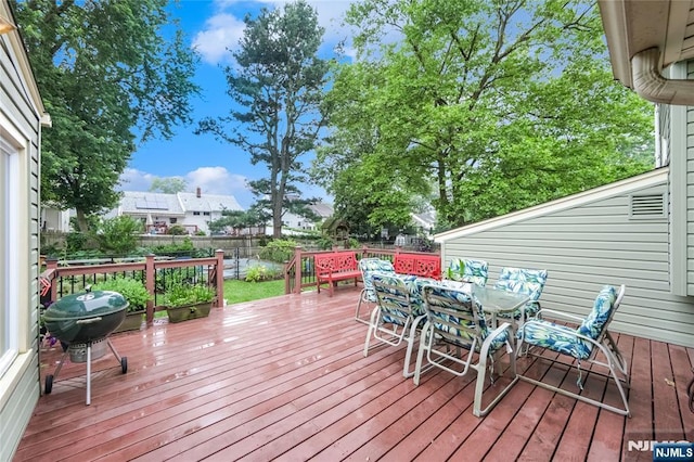 28 Urma Pl, Bloomfield, NJ 07003 - deck featuring outdoor dining space, a fenced backyard, and a grill