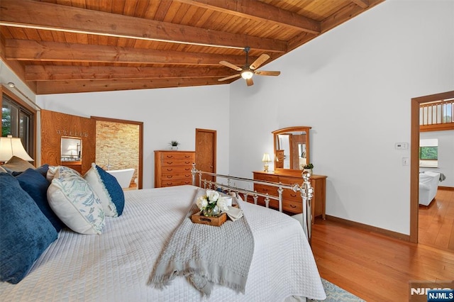 11 Country Ln, Mahwah, NJ 07430 - bedroom featuring wood finished floors, wooden ceiling, and a ceiling fan