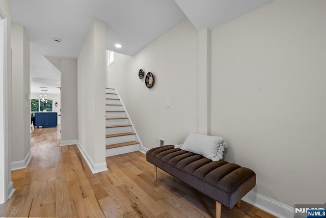 222 4th St, Ridgefield Park, NJ 07660 - staircase featuring wood finished floors and recessed lighting