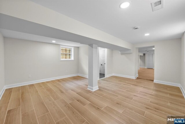 222 4th St, Ridgefield Park, NJ 07660 - below grade area featuring light wood-style floors and recessed lighting